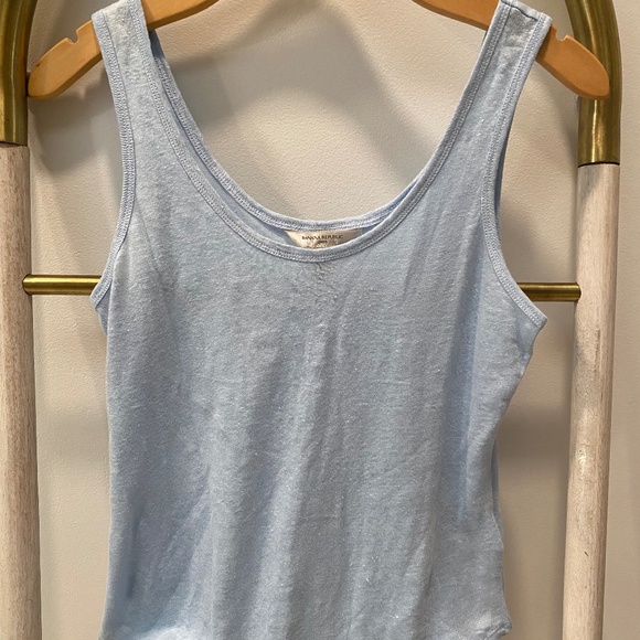 NWT Banana Republic 100% Linen Light Blue Petite Tank Top Size PXS - Picture 1 of 5